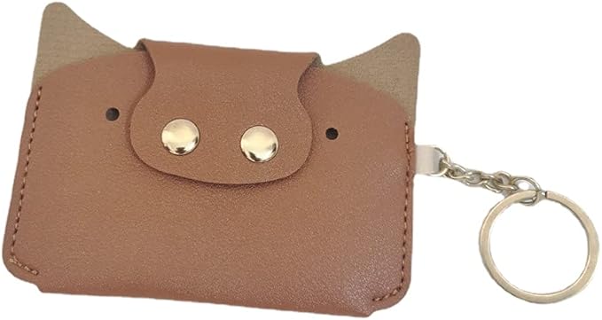 Birth Control Pill Case/Wallet PU Leather Medicine Holder Cute with Keychain(Brown)