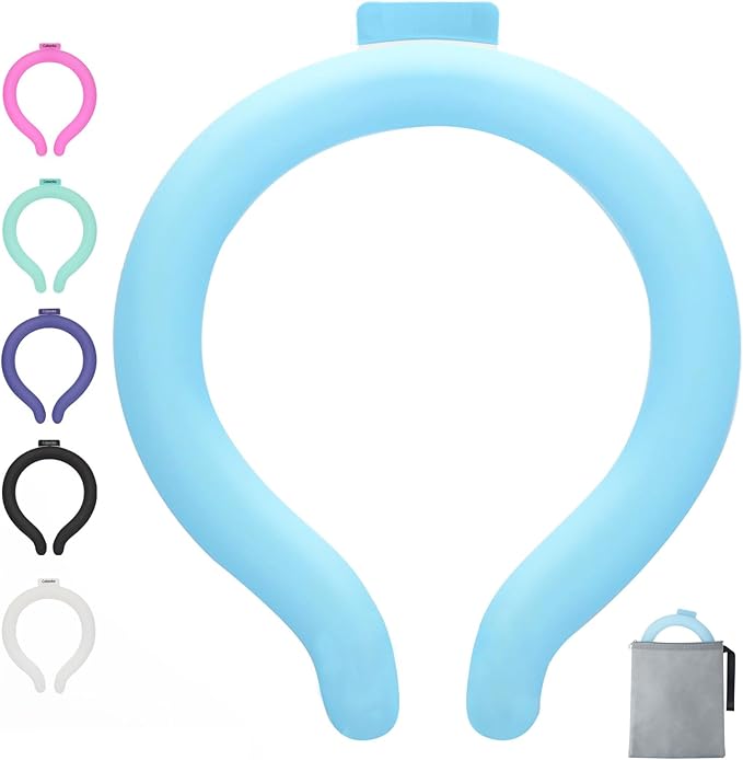 Cooling Neck Wrap with Insulated Bag, Reusable Ice Neck Ring & Body Cooler for Summer Heat, Wearable Cooling Tube Maintains 18°C/64°F for Outdoor, Sports, Travel (Blue)
