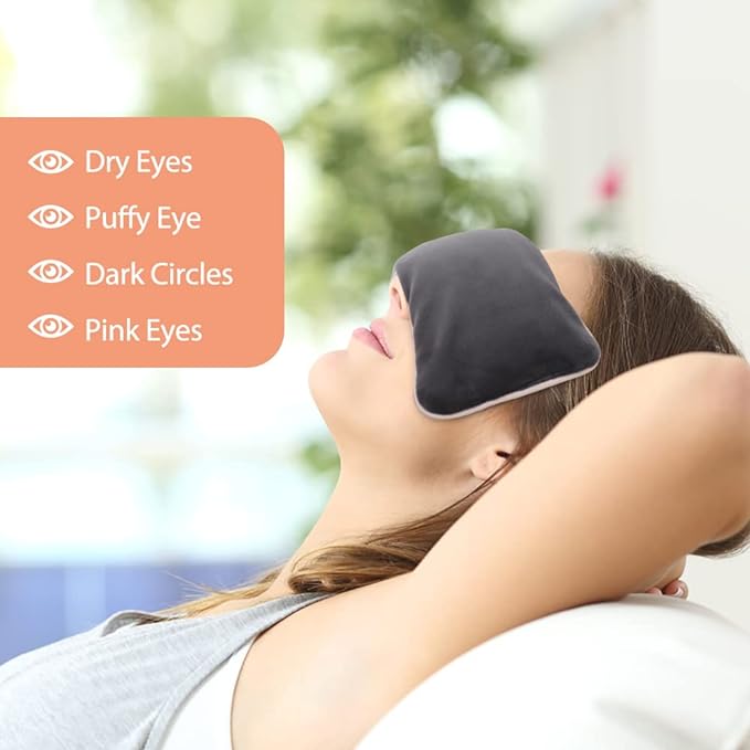 Lavender Weighted Eye Pillow for Yoga, Microwavable Moist Heat Eye Compress Mask Pillow with Washable Cover for Relaxation, Sleeping, Meditation, Yoga, Spa, Migraine Relief