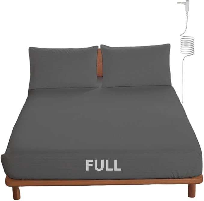 OKOHEY Grounding Fitted Sheets with 15ft Earthing Cord, Full Size, 90% Organic Cotton + 10% Silver Fiber, Soft & Breathable Grounded Sheet for Better Sleep and Enhanced Wellness, Gray