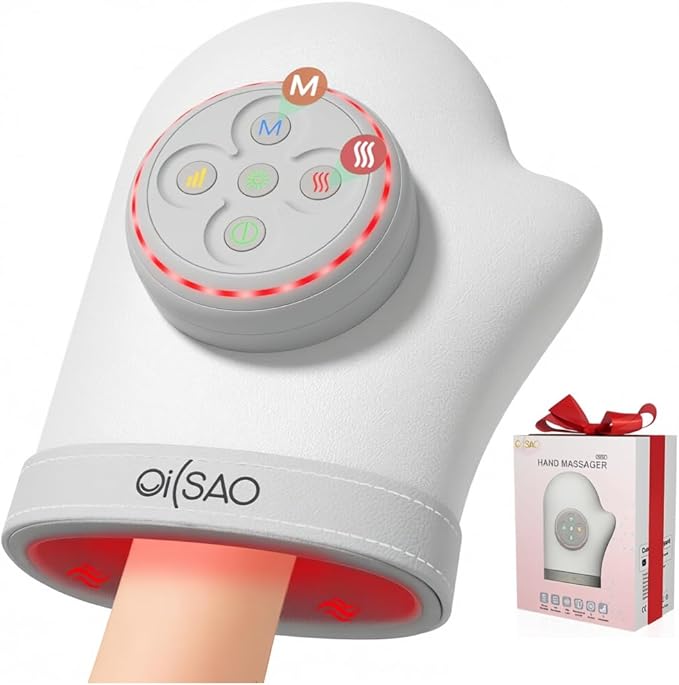 Hand Massager with Heat and Compression for Arthritis Carpal Tunnel,3 Modes, 5 Intensity & 3 Heat Therapy for Hand Wrist Pain and Stiffnes Relief,Timer & Rechargeable,Gifts for Women/Men,Gray
