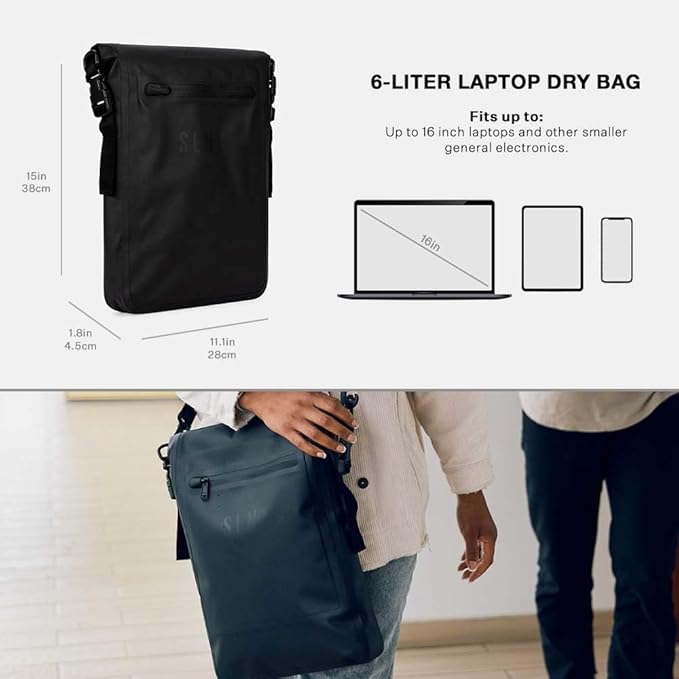 SLNT Waterproof Faraday Laptop Bag - 420D Waterproof Nylon Signal Blocking Dry Bag Backpack - Protects from Water, Spying, Hacking - Blocks RFID, WiFi, Bluetooth, NFC, Cellular, GPS, EMF (6 Liter)