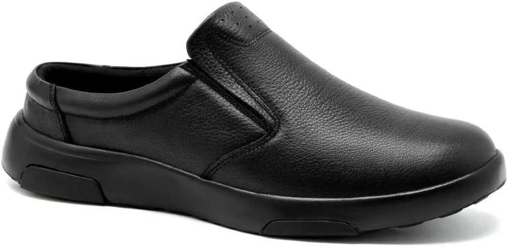 OrthoComfoot Men's Orthopedic Leather Dress Walking Shoes: Comfortable Plantar Fasciitis Loafers with Arch Support for Flat Feet, Casual Business Orthotic Slip-On for Foot and Heel Pain Relief