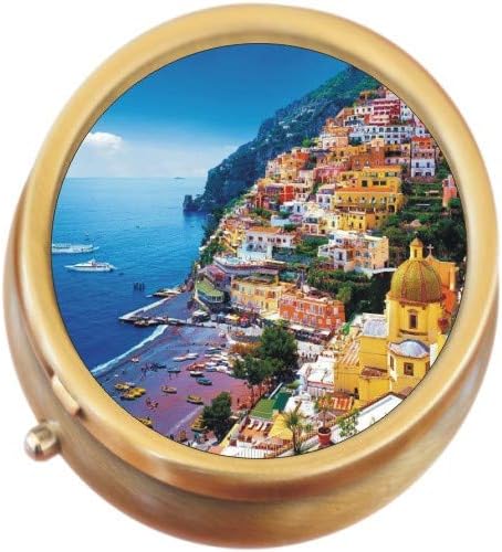 Amalfi Coast Italy Brass Round Pill Box