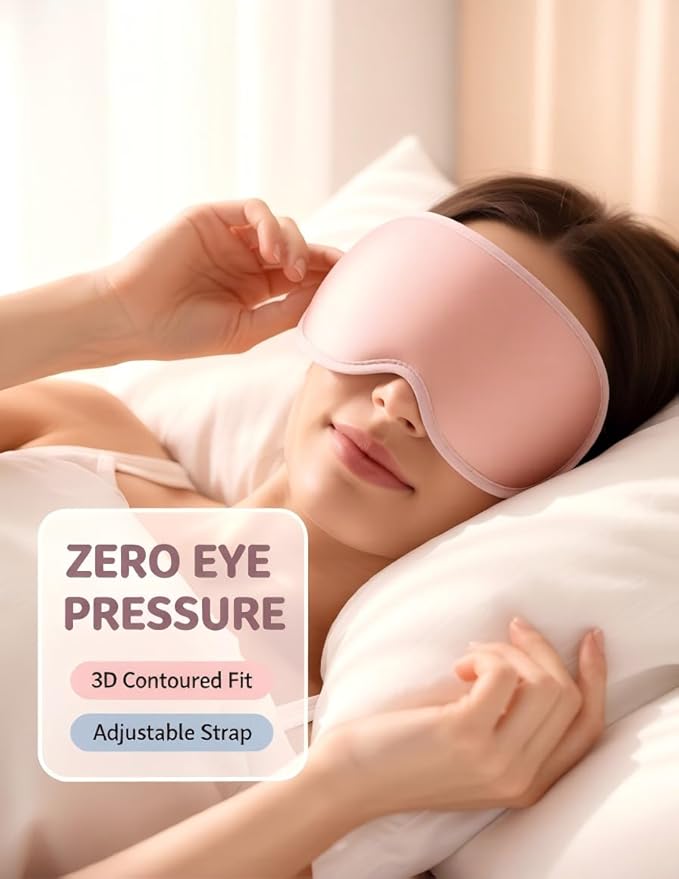 Weighted Eye Mask for Sleeping 2 Pack - 3D Contoured Sleep Masks for Women Men, Blackout Eye Mask for Travel, Meditation, Airplane, Memory Foam, Adjustable Strap Purple Pink