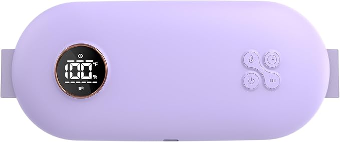 NOWWISH Upgraded Graphene Heating Pad for Period Cramps Pain Relief, Portable Electric Cordless Menstrual Heating Pad with 6 Heat Levels 6 Massage Modes 3 Timer, Easter Gifts for Women Girls, Purple