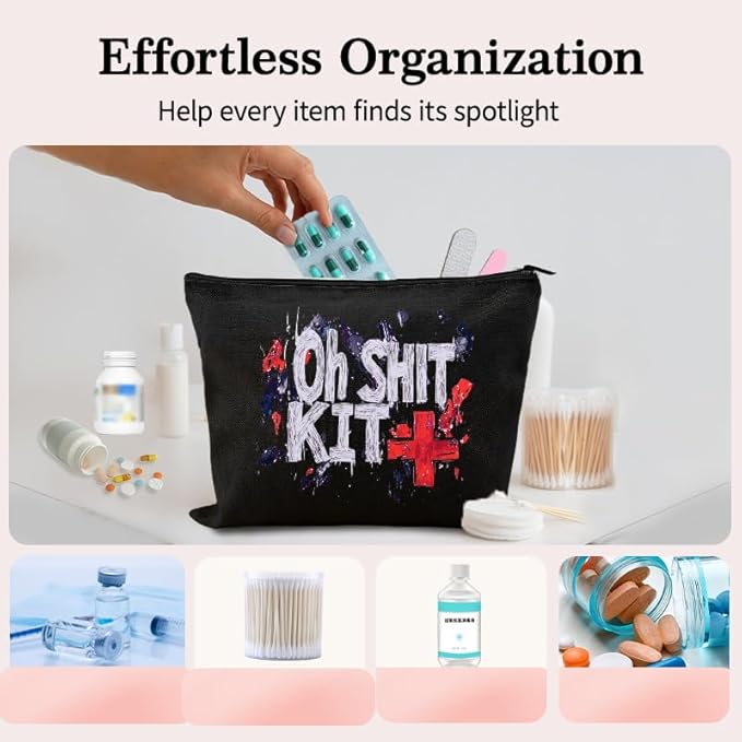 Hangover Recovery Kit Gift Bags Medical Cross Pouch Bachelorette Party Favor Gift Bags Survival Kit Makeup Bag Canvas Pill Pouch Organizer Aid Bag Pouches Pharmacy Funny Medicine Container for Travel