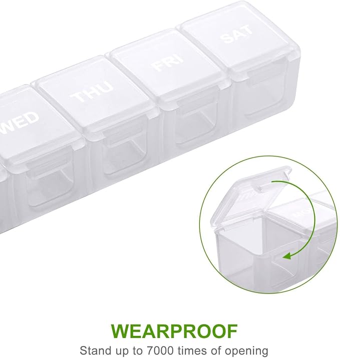2 Pack Extra Large Pill Organizer, Sukuos Weekly Pill Box, Pill Case, Medicine Organizer for Vitamins, Fish Oils or Supplements
