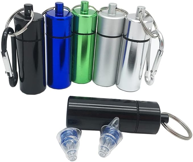 Artkingdome Set of 6 Metal Pill Box Cartridge Aluminum Alloy Cans Waterproof Sealing Earplugs Outdoor Medicine Organizer Ring Small First Aid Drug Holder Pill Container Bottle Clolorful Keychain