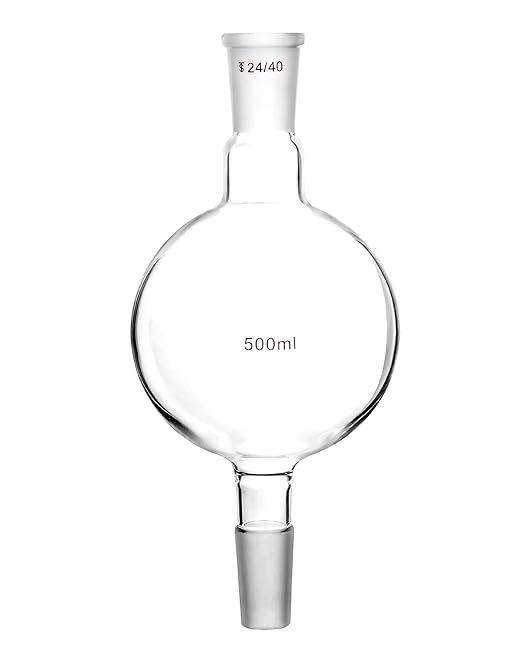 QWORK Lab Distillation Glass Bottle, 500ml 24/40 Chromatography Reservoir Flask, 1 Pack