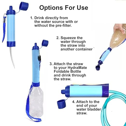Galaxy Personal Portable Water Filter Straw Filtration Purifier for Hiking, Camping, Hunting, Travel, Outdoor Emergency Survival Detachable. (2 Packs)