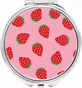 3 Compartments Detachable Mini Pill Case for Purse Pocket, Travel Pill Organizer, Small Portable Metal Pill Box with, Three Times a Day Container for Children, Men and Women - Pink Strawberry
