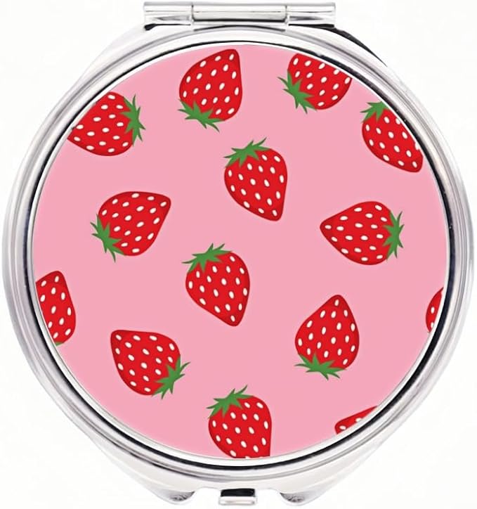 3 Compartments Detachable Mini Pill Case for Purse Pocket, Travel Pill Organizer, Small Portable Metal Pill Box with, Three Times a Day Container for Children, Men and Women - Pink Strawberry