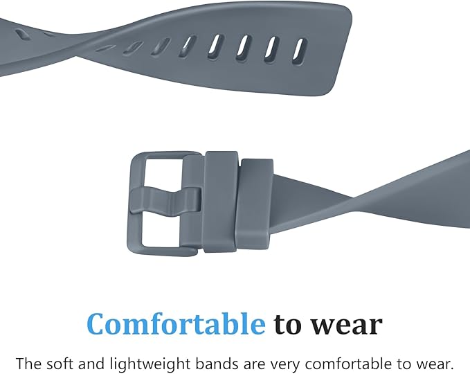 Mugust Sport Bands Compatible with Fitbit Versa 2, Classic Soft Silicone Replacement Wristbands Straps for Fitbit Smart Watch Women Men (Small,Blue Gray)