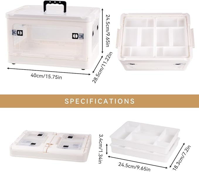 DOUKE 30qt Medicine Organizer Storage Box - Plastic First Aid Box Empty with Lid, Stackable Medical Container with Handle & Wheels, Sturdy BPA-Free Case with Tray for Medication & Supplies