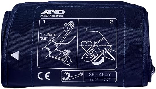 A&D Medical Blood Pressure Monitor Large Cuff Replacement (14.2–17.7"/36–45 cm), Latex-Free Blood Pressure Cuff, UA-281A ISO-Compliant Connector for A&D Medical UA-789AC, UA-787EJ BP Monitors