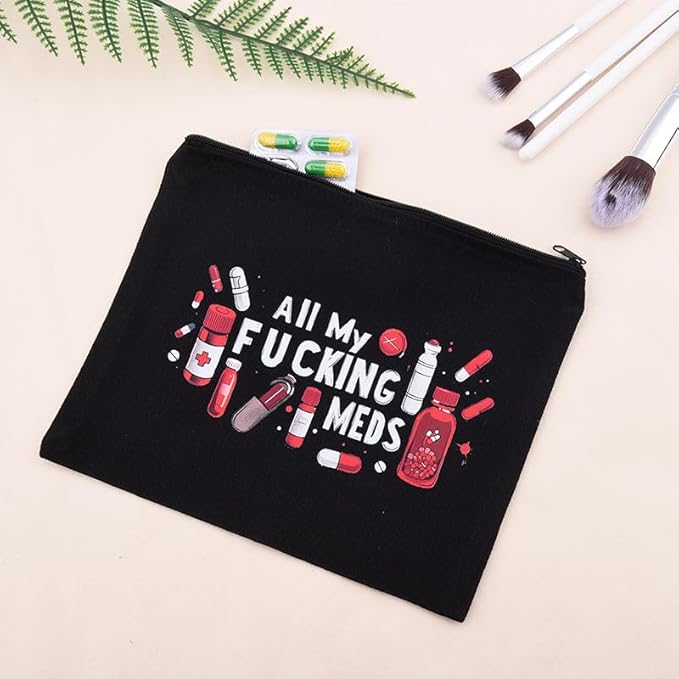 Medicine Storage Organizer Pouch Bag Travel Medication Bag Funny Pharmacist Gifts Physician Assistant Make Up Bags Family Nurse Practitioner Gifts for Women Men Cosmetic and Pill Bags Doctor Pouch