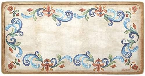 J&V TEXTILES Anti Fatigue Kitchen Mat for Floor, Embossed Themed Cushioned Kitchen Runner Rug Mat, Non Slip, Easy Wipe Clean, 1/2 Inch Thick (20x39 inches, Tuscan Fleur Cream)