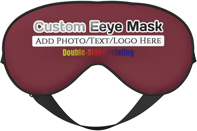 Custom Eye Mask,Add Your Image Text Personalized Sleep Shade Soft Blindfold Eyemask Blackout Eye Cover with Adjustable Strap for Sleep,Travel,Nap Garnett