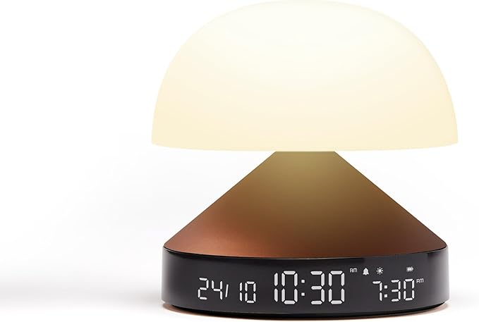 Lexon Mina Sunrise Alarm Clock, Wake Up Light & Sunset Lamp for Sleep Routine - Bronze