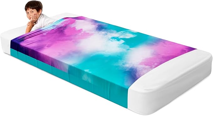 Deep Pressure Sensory Bed Sheet – Twin Sensory Compression Sheet Breathable Sleep Pod Blanket for Better Sleep Support – Calming Compression Blankets for Kids and Adults Cotton Candy Sky