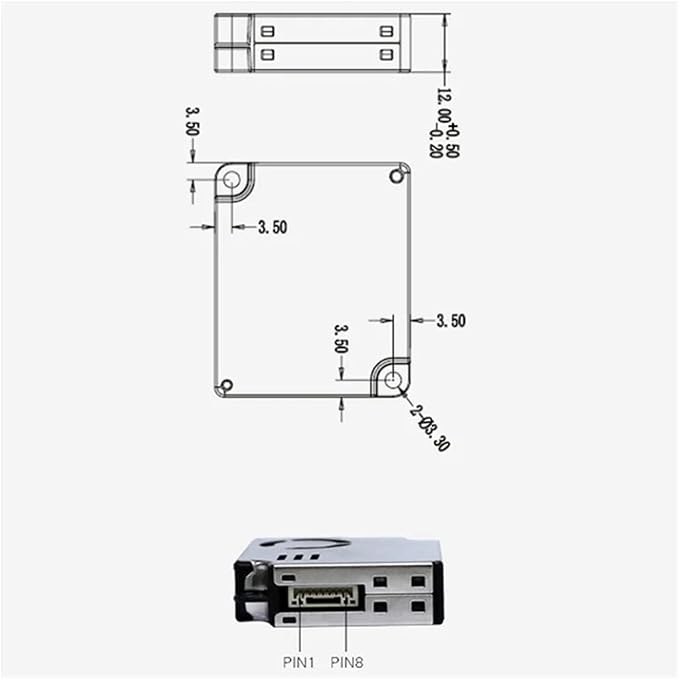 PMS9103M PM2.5 Dust Particle Sensor Module Detects PM2S-3 Indoor Gas Air Quality Detection PMS9003M，Compatible for Plantower，T44C