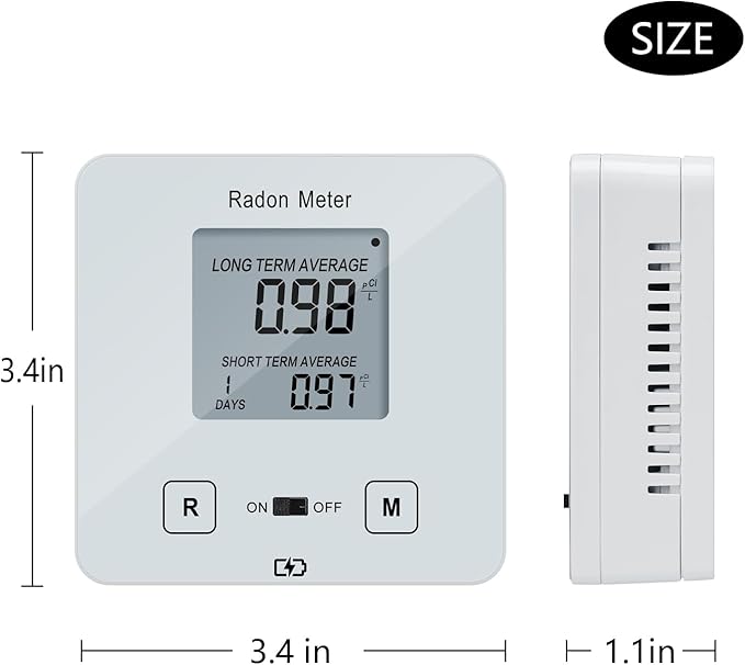 Funny Kitchen Home Radon Detector, Portable Radon Meter, Elifecity Long and Short Term Home Radon Monitor, Battery-Powered, Easy-to-Use, Ensure Your Home's Safety, White, KT-013