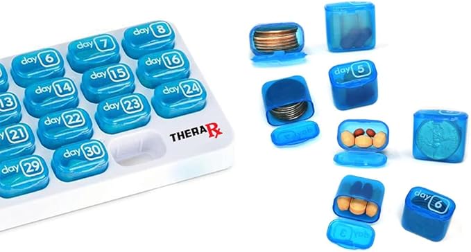 31 Day Monthly Pill and Vitamin Organizer with Large Removable Pods