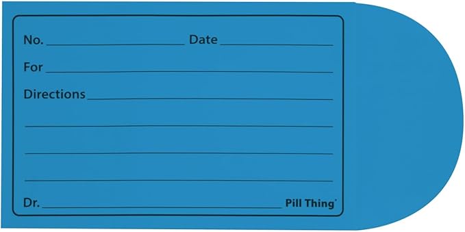Peel and Seal Printed Pill Envelopes, 3.5" x 2.5", Easy-to-Fill Design, Secure Resealable Closure, Fits Various Medication Sizes (White/Blue, 200 Pack)