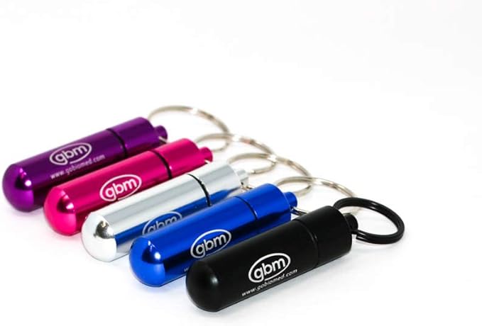 GBM Med Secure Pill Keychain with Locking Carabiner (Stainless)