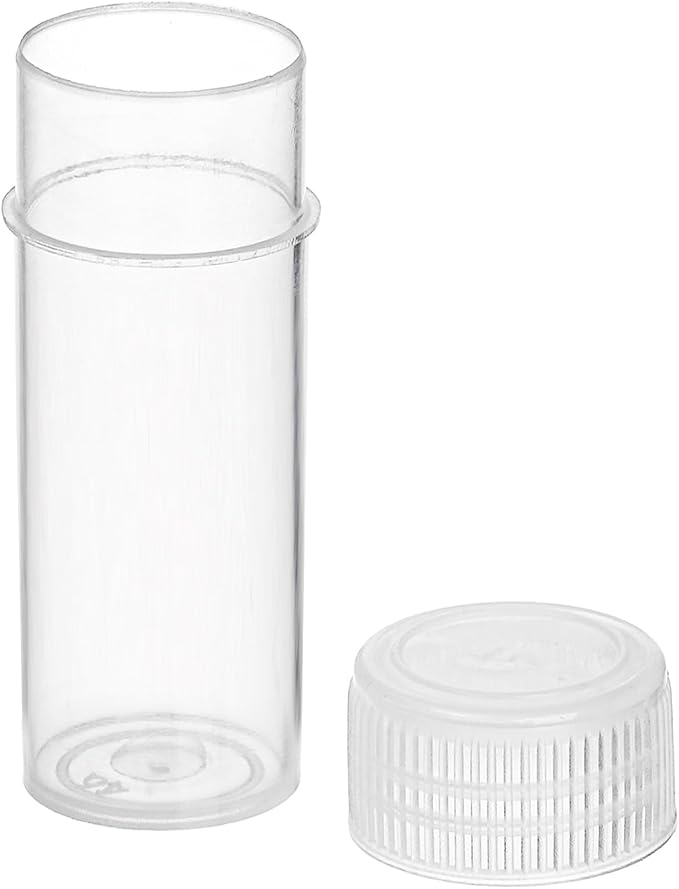 SOUJOY 200 Pieces Small Pill Bottle, 5ml Plastic Sample Bottle, Empty Prescription Medicine Vial Container with Cap, Clear Tiny Travel Tubes for Storage Portable Lab