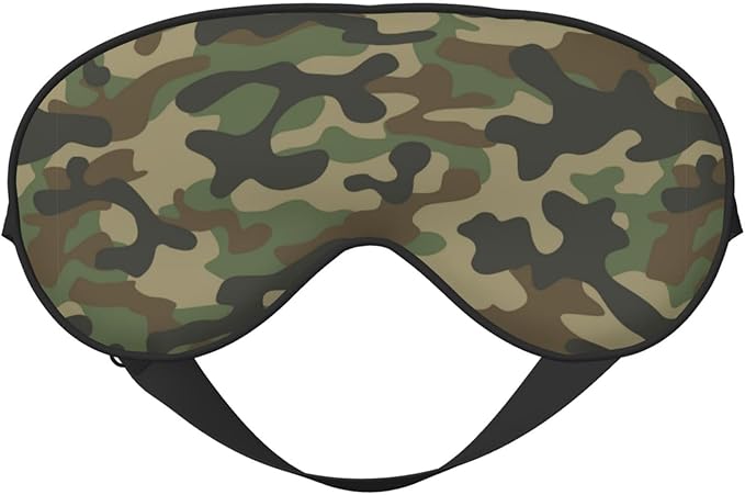 Green Camouflage Sleep Mask Eye Mask with Adjustable Strap Eye Sleep Shade Cover Blocks Light for Women Men Airplane Travel Nap