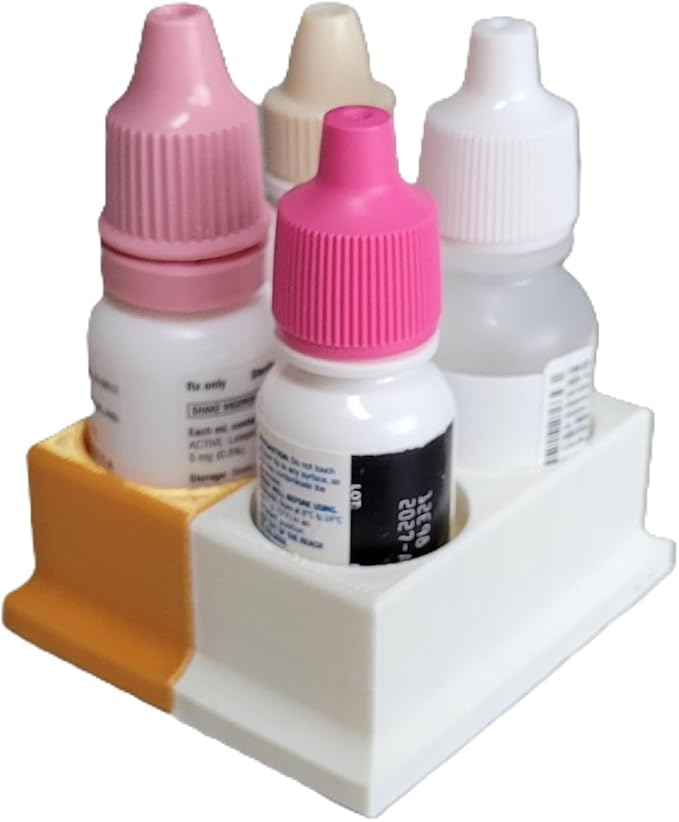 Znet3D Eye Drops Bottle Organizer & Tracker – AM/PM 4-Slot (White/Gold)
