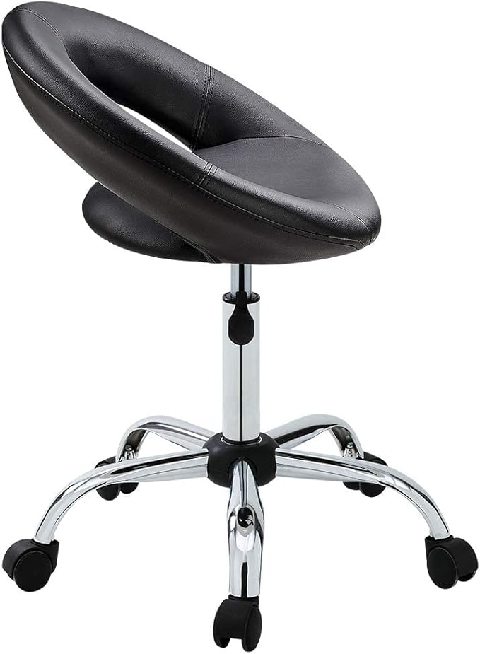DUHOME Work Stool WY-171XF Crescent Adjustable Swivel Task Chair on Wheels (Black)