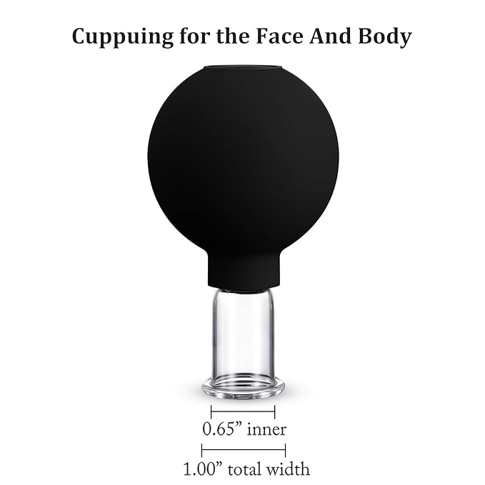 Nuanchu Facial Cupping Cup Glass Face Cup Silicone Cupping Massage Vacuum Suction Mug for Body Face Leg Arm Back Shoulder Muscle and Joint(Black,0.65 Inch Diameter)