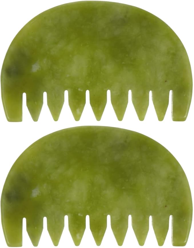 Healifty Jade Comb Scalp Massager - Fine Tooth Jade Scalp Comb for Hair Massage Tools and Spa Therapy - Handheld Gua Sha Tool for Relaxation and Buildup Removal 3.54X2.28X0.11In