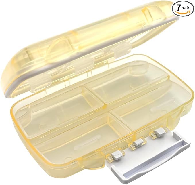EZY DOSE Moisture-Proof Pill Case, Medicine Planner, Vitamin Organizer Box, Travel-Friendly, Latch-Closure to Secure Contents, 7 Individual Compartments Multiple Sizes with Tight Seal, Medium, Cream