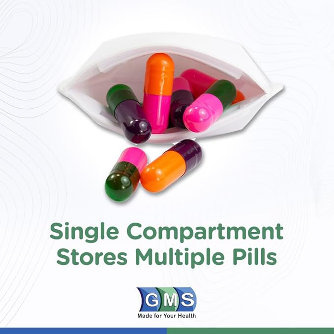 GMS Squeezable Pocket Pill Case - Small, Lightweight Pill Organizer Ideal for Travel - Holds Medicines Securely - Sturdy Design with Easy Fuss-Free Access - Pocket Sized & Discreet