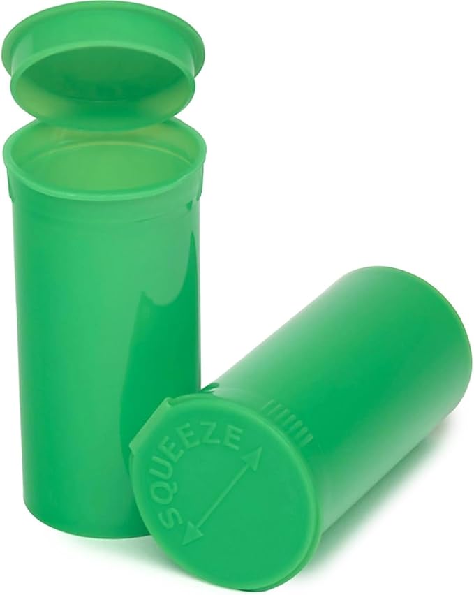Multi-Use Airtight Empty Pill Bottles with Hinged Lids, 13 Dram Plastic Bottle Organizer for Supplements, Vitamins & Medicines, 12 Pack (Lime Green Opaque)