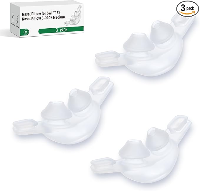 3-Pack Replacement Nasal Pillow Cushion Compatible with Swift FX - Ultra Soft Silicone CPAP Mask Cushion with Dual-Layer Technology for Perfect Seal - Premium Nose Pillows Cushions Only, Medium