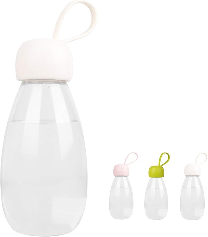 emoi BPA Free Water Bottle, 12oz/360ml Cute Water Bottle with Carrying Strap, Ideal for Kids Boys Girls Students Women Healthy Hydration-White