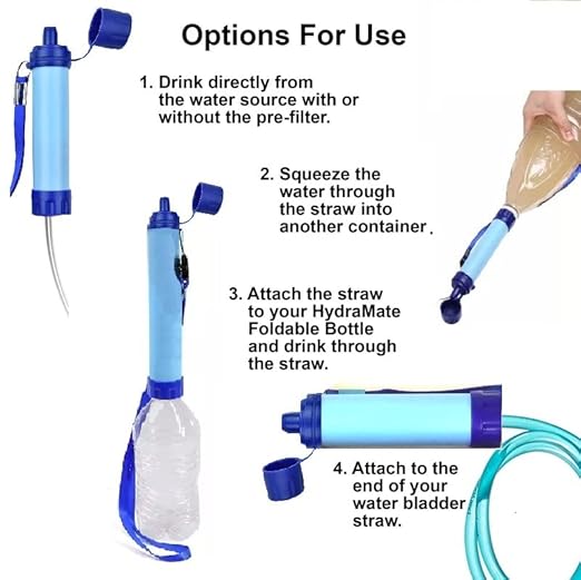 Galaxy Personal Portable Water Filter Straw Filtration Purifier for Hiking, Camping, Hunting, Fishing, Travel, Outdoor Emergency Survival Detachable Drinking One Pack