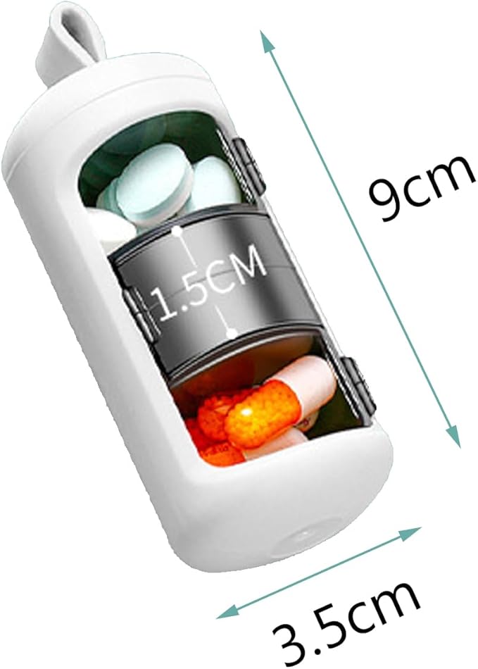 Catekro Travel Pill Organizer, Triple Layer Packaging Pill Storage Box with Rotating Push Pull Cover, Large Compartment to Hold Vitamins,Fish Oil, Supplements and Medication