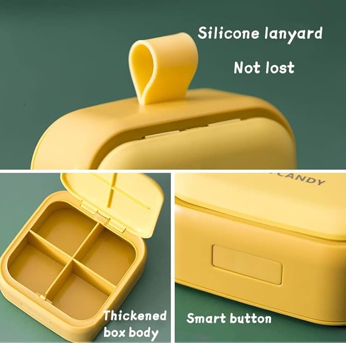 Pill Dispenser, Cute Design, Portable Dispensing Box, Sealed and Moisture-Proof, 2.75 * 3.34 Inches. (Green)