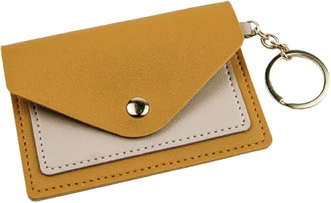 Birth Control Pill Case/Wallet PU Leather Medicine Holder Keychain Envelope Purse(Yellow)