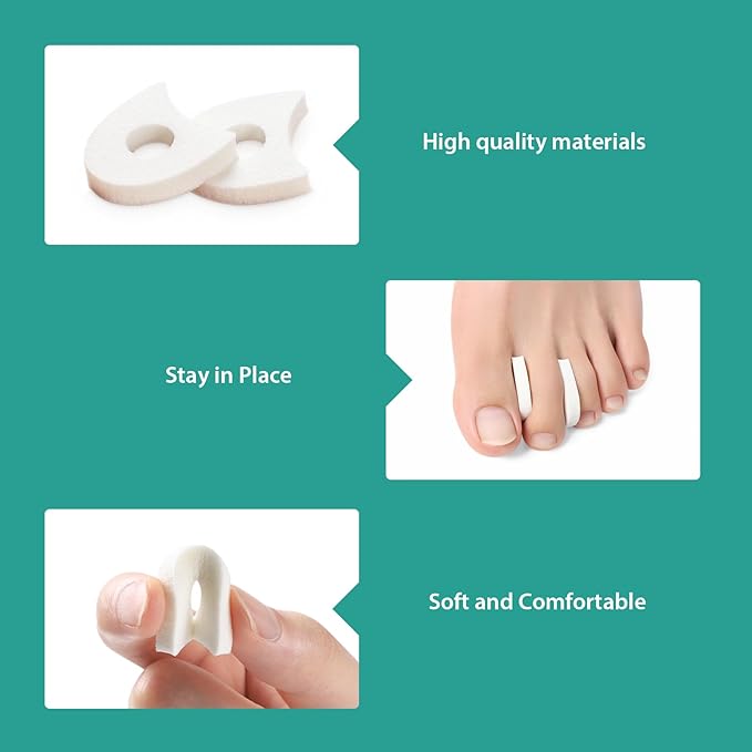Welnove Foam Toe Separators - 80 Pack Toe Spacers for Corn, Blister, and Hammer Toe Relief - Breathable, Adhesive Options for Pain from Bunions, and Toe Overlap, Toe Spacers for Men