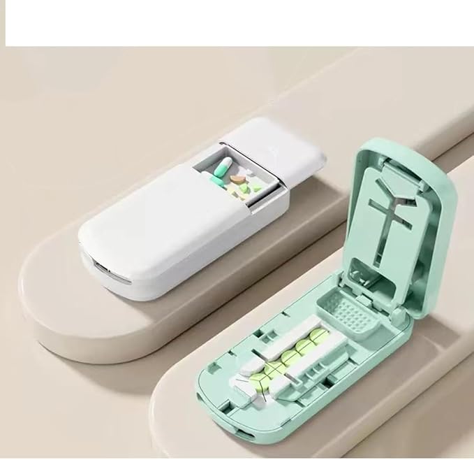 1/3 Pill Separator 1/4 Medicine Cutter with Grinding Function, Equipped with Cleaning Brush