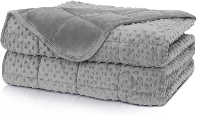 Weighted Blanket Queen 15lbs for Adult(60"×80",Gray) Breathable Soft Minky Weighted Throw Blanket for All Season,Heavy Blanket with Premium Glass Beads