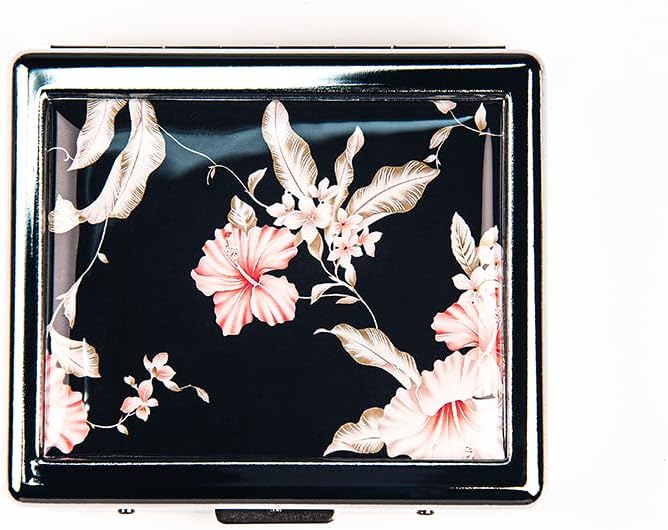 Vintage Flower 7 Days Chromed Shiny Silver Pill Organizer with Mirror Inside Has 8 Separate Compartments Rectangle 7 Days Pill Box Pill Case