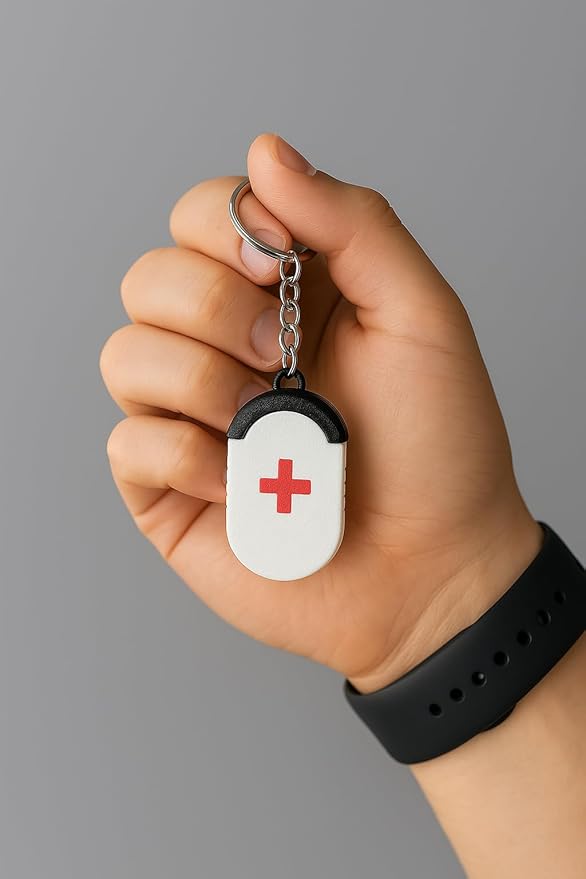 Keychain Pill Box Daily Medicine Carrying Tiny Keychain Vitamin Box (Black)